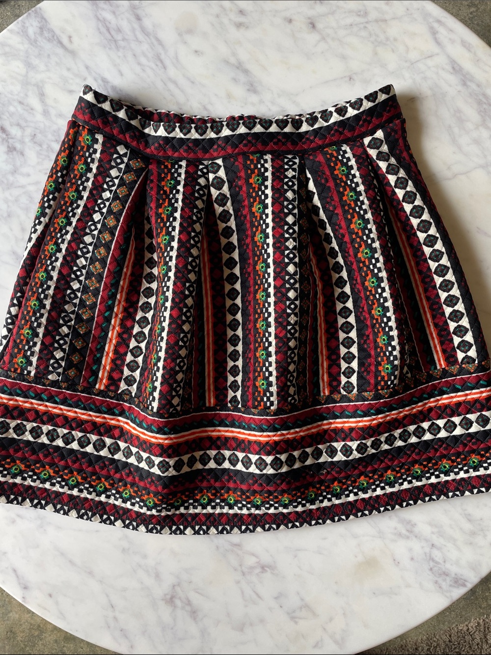 Xhilaration Red & Black Embroidered Circle Skirt with Multicolor Accents
